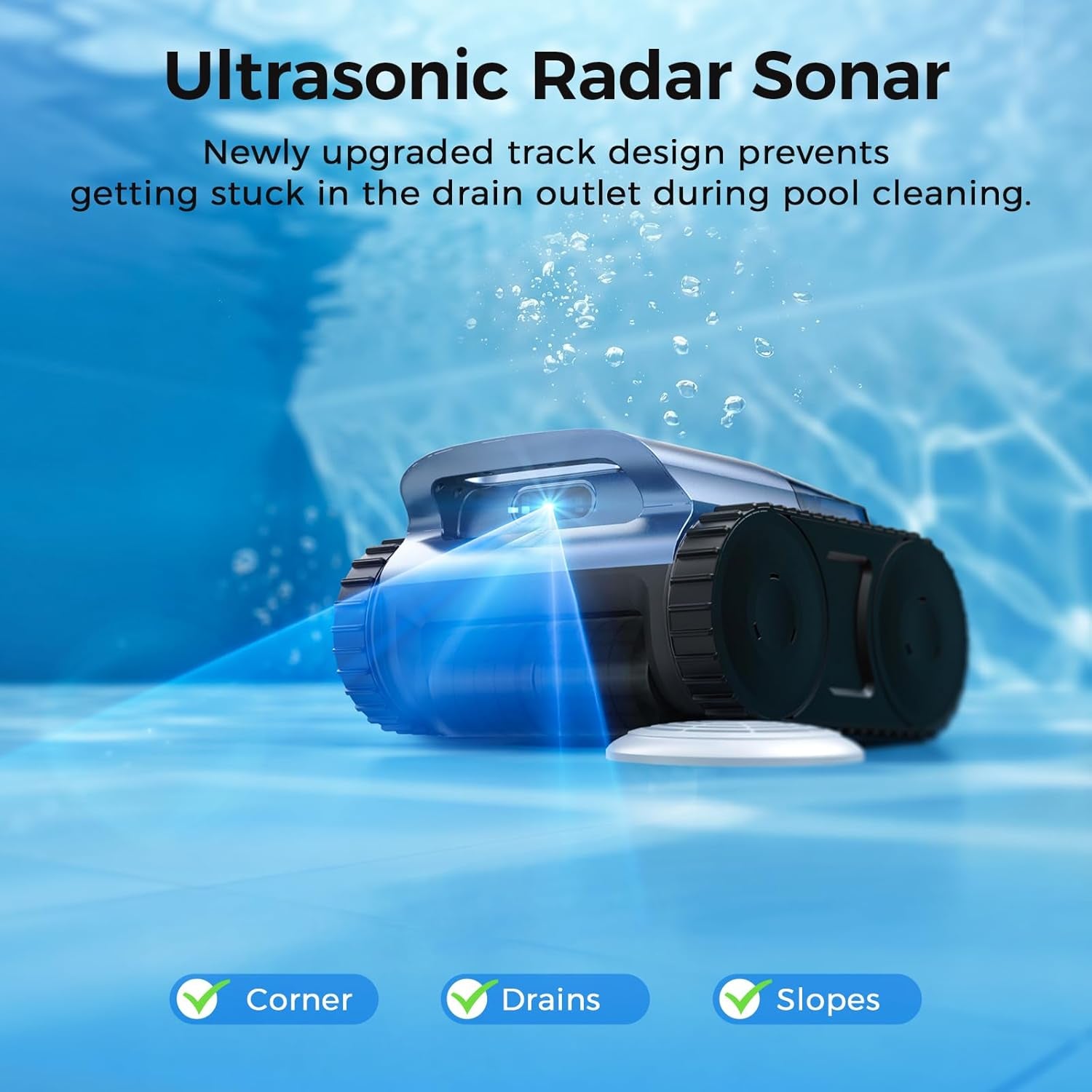 Robotic Pool Cleaner,Cordless Pool Vacuum for Inground Pools,Automatic Pool Cleaner Robot for Pool Floors,Drain Cleaning,Walls,Waterline,2150 Sq.Ft,180Min Runtime,3H Fast Charging Robot for Spa Pool