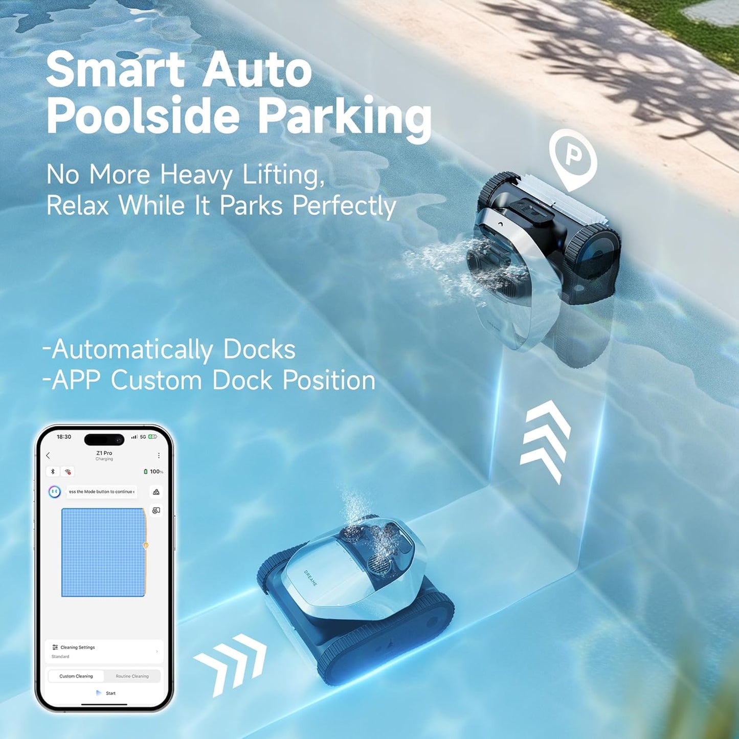 Robotic Pool Cleaner, 8000 GPH Strong Suction, 180-300 Mins Runtime, Smart Navigation Mapping, Automatic Cleaning for Wall, Waterline, Inground and above Ground Pools