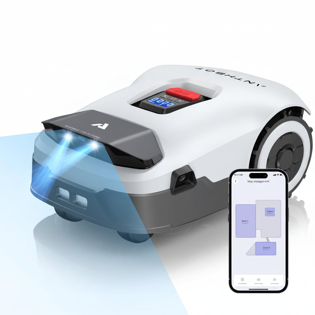 Robot Lawn Mower NO Wire - 0.47 Acre, Full Band Rtk+4-Eye Vision Robotic Lawnmower, Automatic Mapping, 20 Multi-Zone Management, Accurate Obstacle Avoidance, Intelligent Path Planning, APP Control