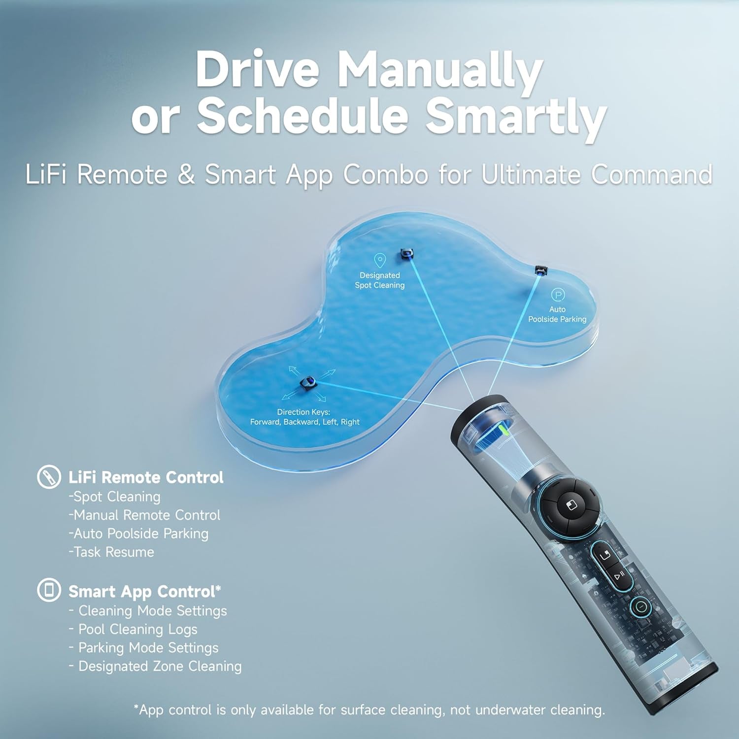 Robotic Pool Cleaner, 8000 GPH Strong Suction, 180-300 Mins Runtime, Smart Navigation Mapping, Automatic Cleaning for Wall, Waterline, Inground and above Ground Pools