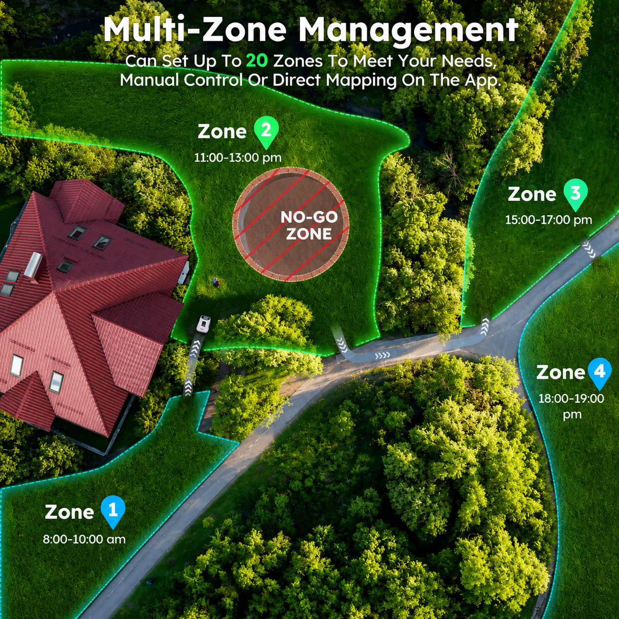 Robot Lawn Mower NO Wire - 0.47 Acre, Full Band Rtk+4-Eye Vision Robotic Lawnmower, Automatic Mapping, 20 Multi-Zone Management, Accurate Obstacle Avoidance, Intelligent Path Planning, APP Control