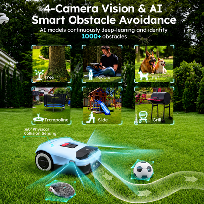 Robot Lawn Mower NO Wire - 0.47 Acre, Full Band Rtk+4-Eye Vision Robotic Lawnmower, Automatic Mapping, 20 Multi-Zone Management, Accurate Obstacle Avoidance, Intelligent Path Planning, APP Control