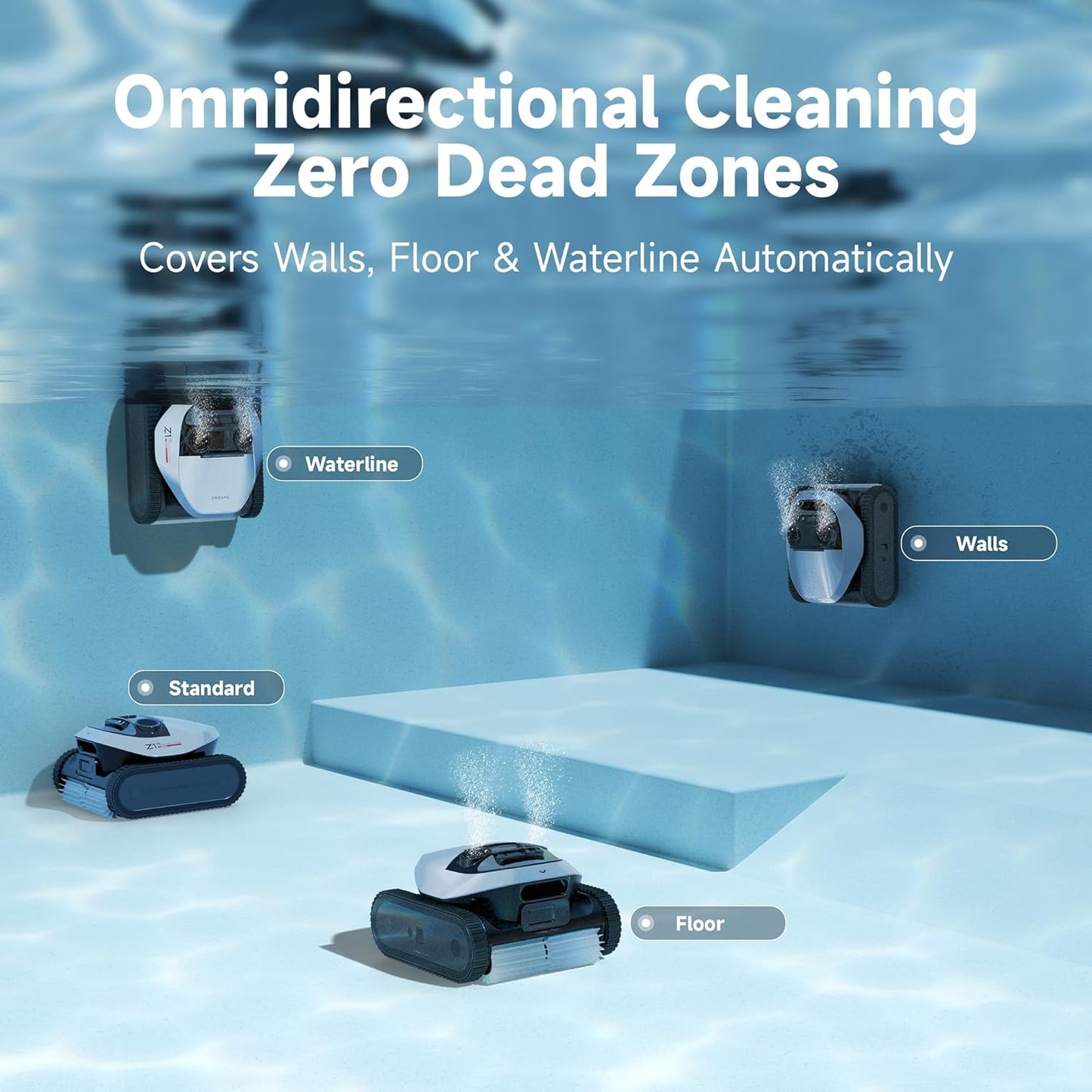 Robotic Pool Cleaner, 8000 GPH Strong Suction, 180-300 Mins Runtime, Smart Navigation Mapping, Automatic Cleaning for Wall, Waterline, Inground and above Ground Pools