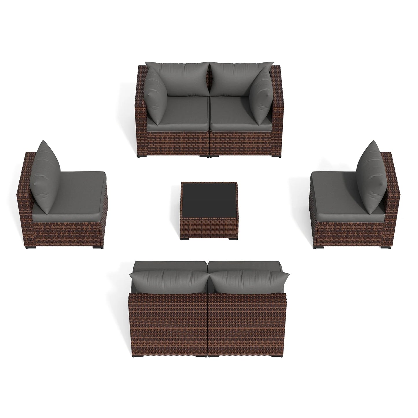 Patio Furniture Set, Outdoor Patio Furniture Wicker Furniture Couch Set, 7 Pieces Outdoor Sectional Sofa, Patio Furniture Set, Outdoor Patio Set for Home Furniture (Grey)