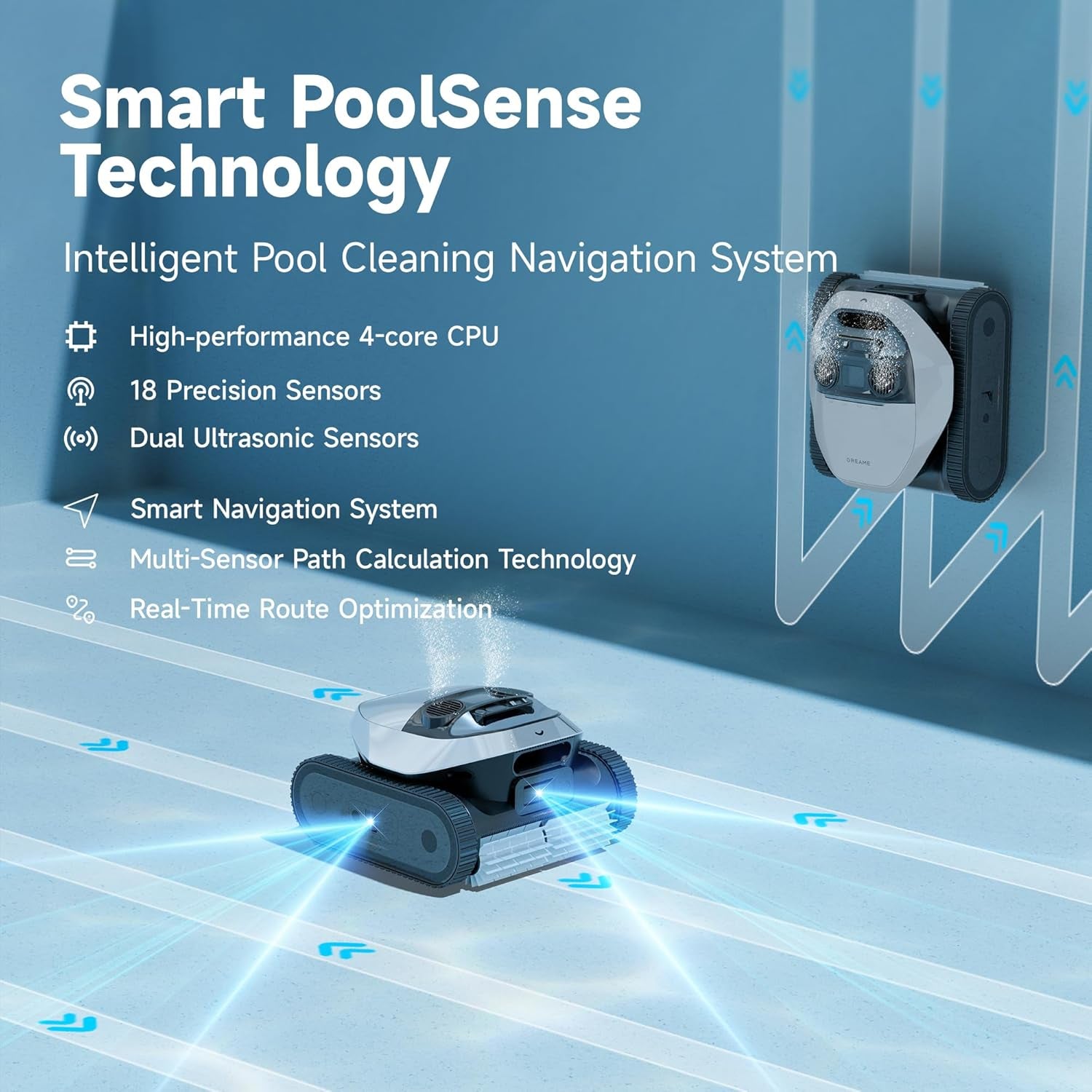 Robotic Pool Cleaner, 8000 GPH Strong Suction, 180-300 Mins Runtime, Smart Navigation Mapping, Automatic Cleaning for Wall, Waterline, Inground and above Ground Pools