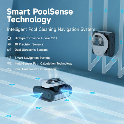 Robotic Pool Cleaner, 8000 GPH Strong Suction, 180-300 Mins Runtime, Smart Navigation Mapping, Automatic Cleaning for Wall, Waterline, Inground and above Ground Pools