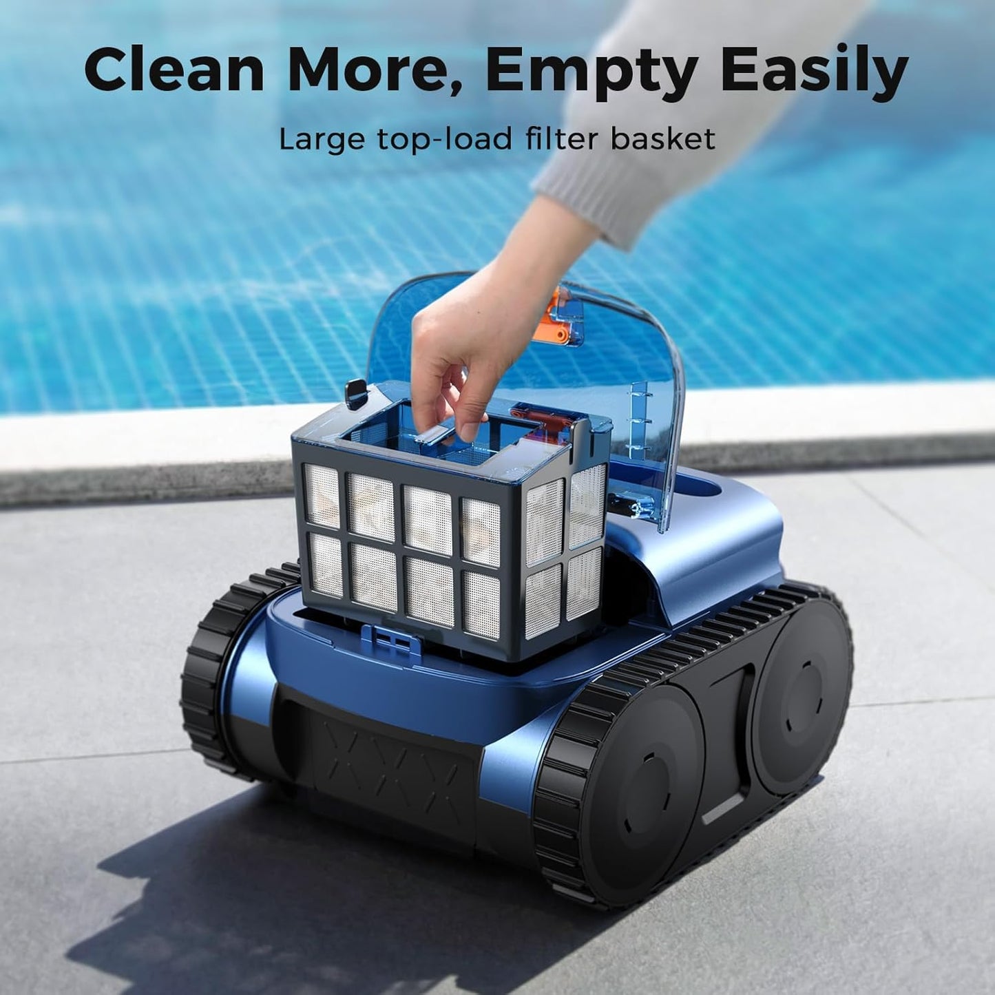 Robotic Pool Cleaner,Cordless Pool Vacuum for Inground Pools,Automatic Pool Cleaner Robot for Pool Floors,Drain Cleaning,Walls,Waterline,2150 Sq.Ft,180Min Runtime,3H Fast Charging Robot for Spa Pool